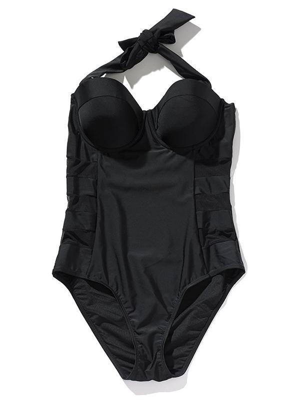 Plus Size Fashion Black One-piece Swimsuit
