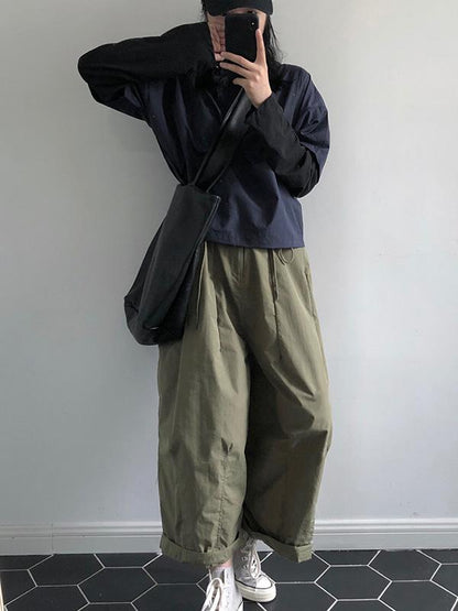 Loose Wide-leg Empire Solid Fashion Pants