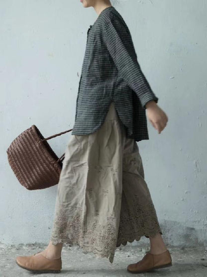 Vintage Linen Hollow Wide Leg Pants