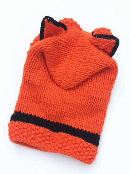 Knitted Fox Featured Warmer Hat