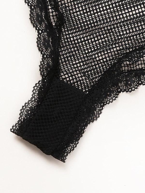 See-Through Lace Split-Joint Bodysuit Lingerie