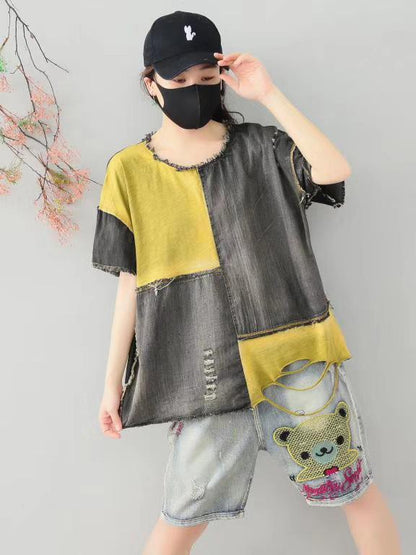 Vintage Loose Split-joint T-Shirt