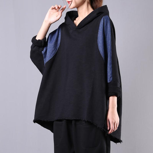 Buykud Patchwork Contrast Color Casual Loose Hoodie