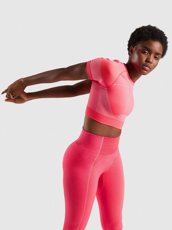 Solid Color Short Sleeves Yoga Suits