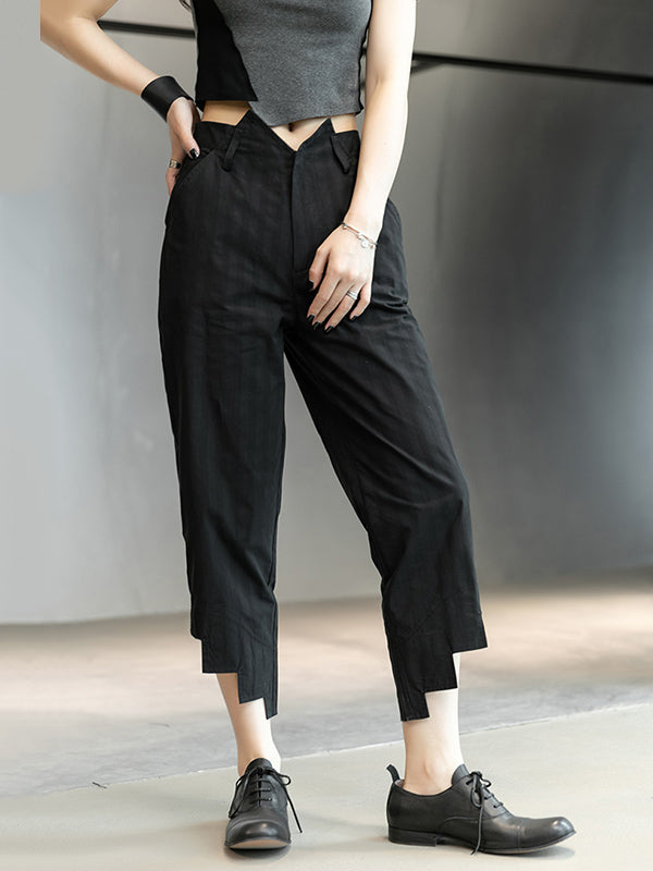 Original Solid Color Harem Irregularity Capri-Pants
