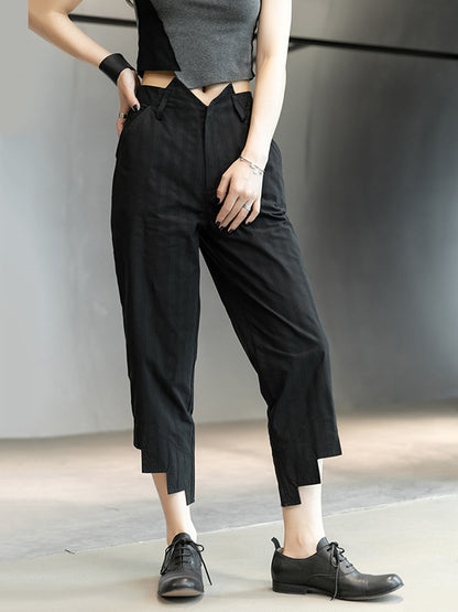 Original Solid Color Harem Irregularity Capri-Pants