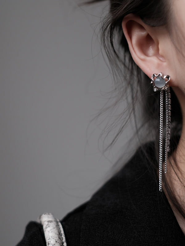 Rhinestone Tasseled Long Earrings Accessories