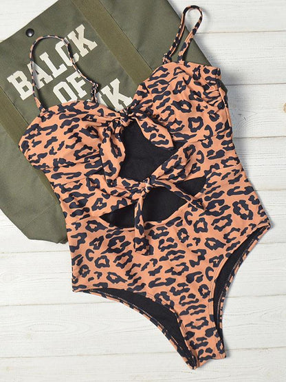 Hollow Ties Front One Piece Swimsuit