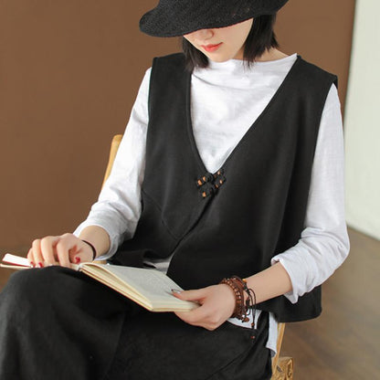 Cotton Long Sleeve T-Shirt and Loose Vest M-3XL