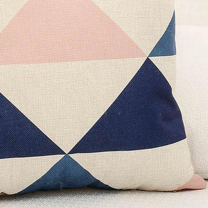 Pink & Blue Geometric Printed Cushion Pillow