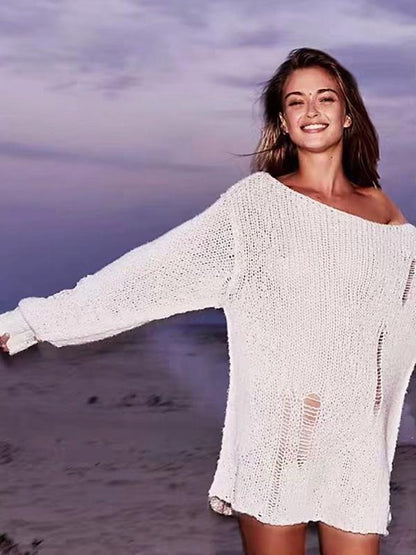 Fashion Loose Knit Long Sleeves Sweater Tops