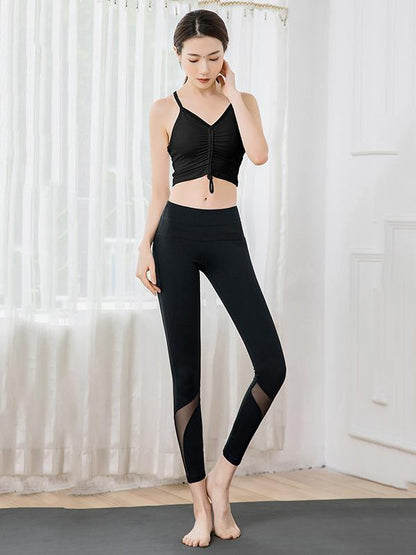 Drawstring Solid Padded Yoga Tanks