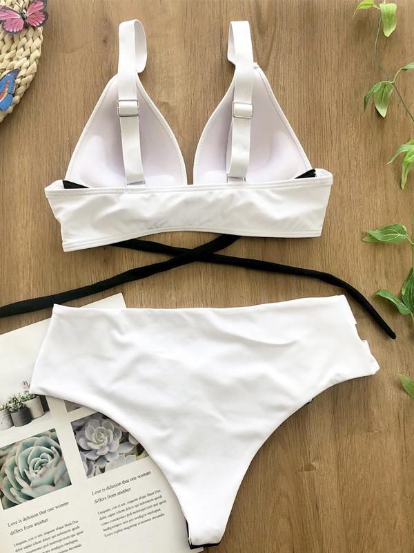 Split-Joint Bandage Split Bikini Swimsuit