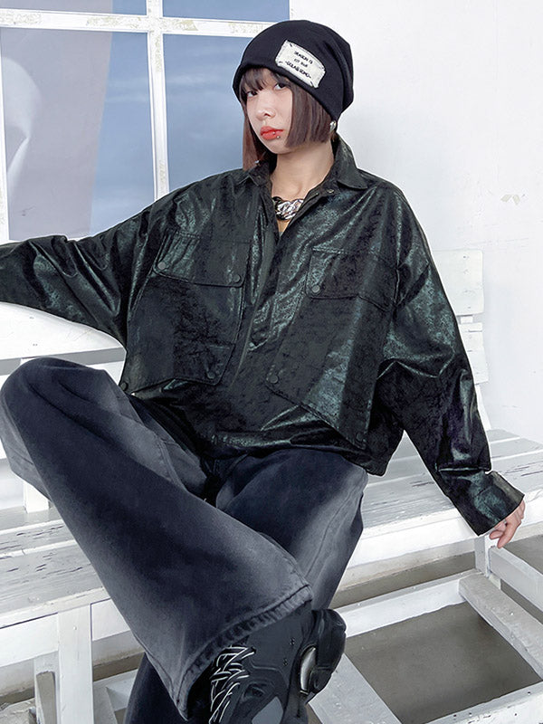Original Stylish Cool Loose Split-Joint With Pocket Buttoned Drawstring Lapel Collar Long Sleeves Jacket Outwear