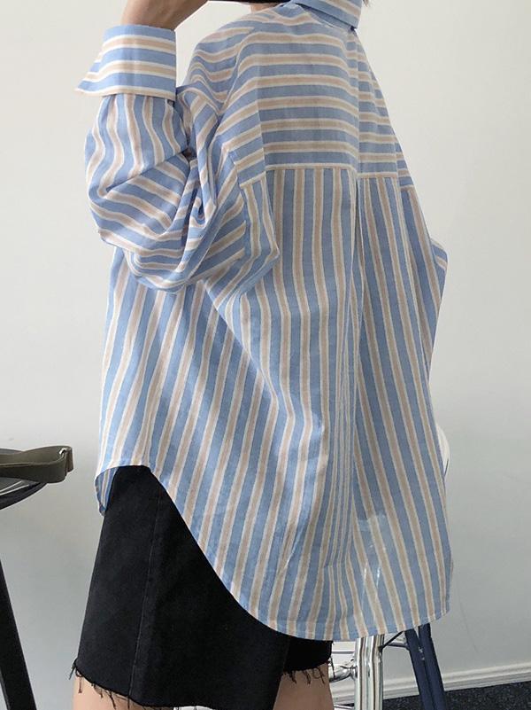 Original Striped Lapel Blouses&Shirts Tops