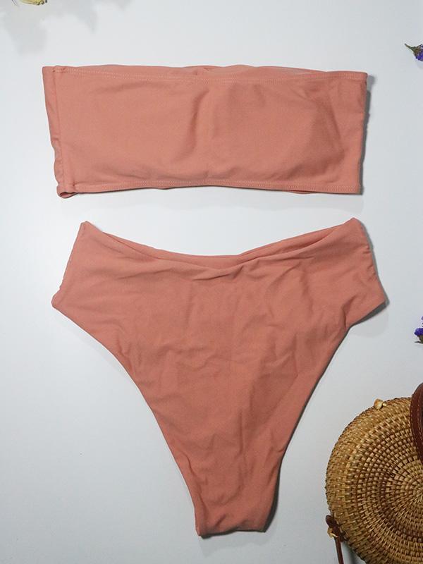 Sexy Solid Bandeau Bikinis Swimwear