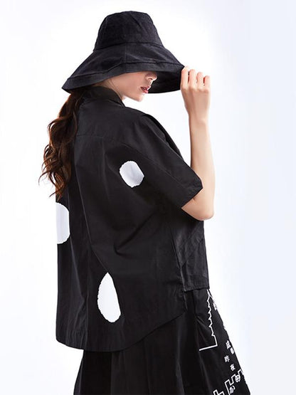 Loose Polka-dot Split-joint Shirt