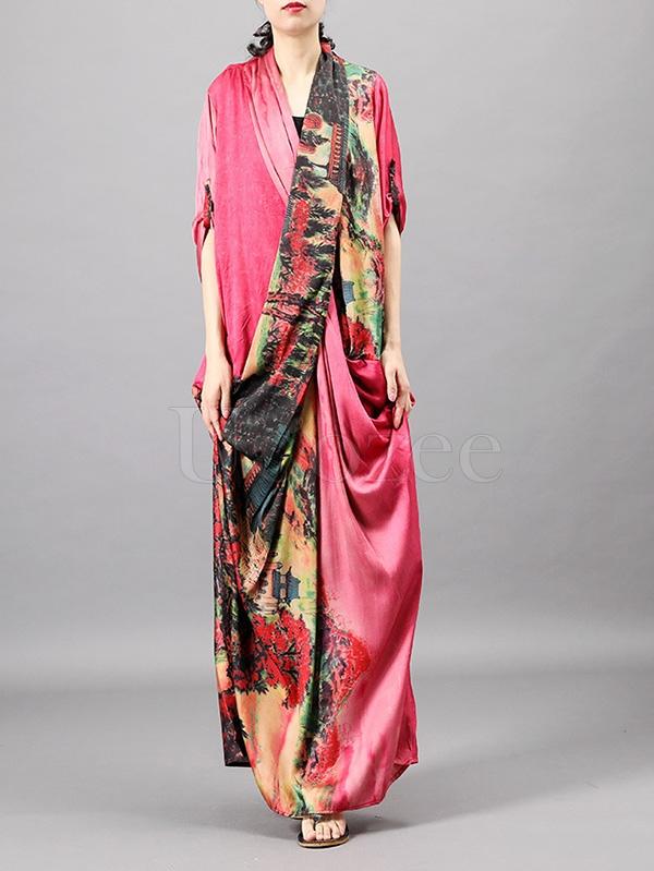 Casual Split-joint Silk Long Dress