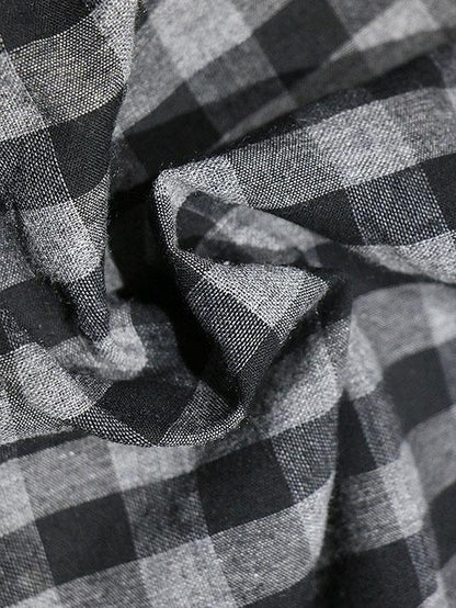 Cropped Plaid Fashion Ramie Cotton Shirt Top