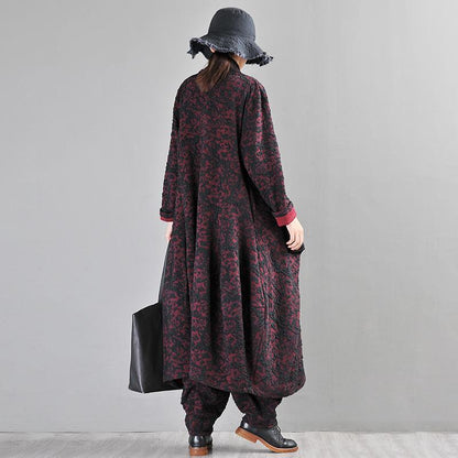 Buykud Casual Long Sleeve Irregular Jacquard Loose Jacket