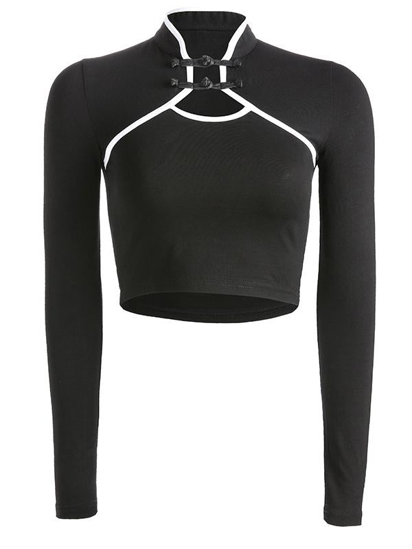 Vintage Chinese Style Mandarin Collar T-Shirt