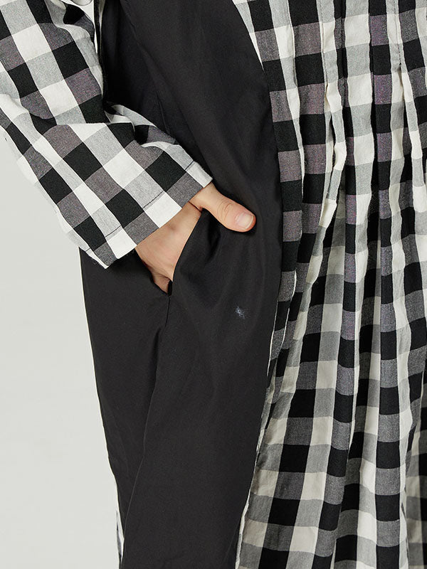 Casual Loose Long Sleeve Plaid Jumpsuits Bottoms