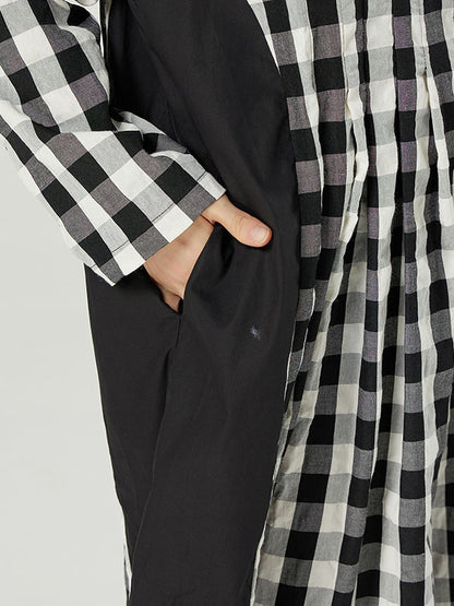 Casual Loose Long Sleeve Plaid Jumpsuits Bottoms