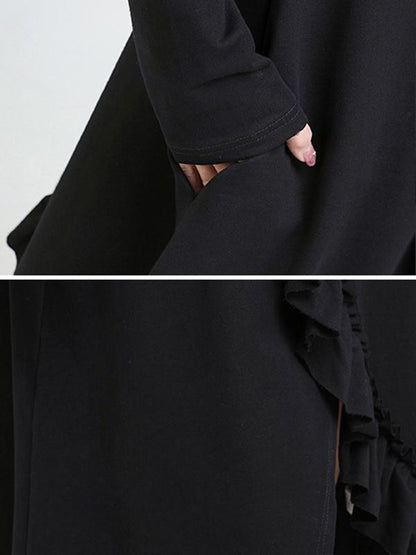 Loose Cropped Hooded Midi Dress
