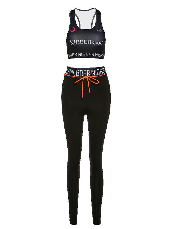 Fashion Letters Printed Wrap Yoga Suits