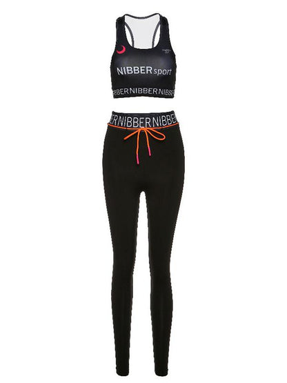 Fashion Letters Printed Wrap Yoga Suits