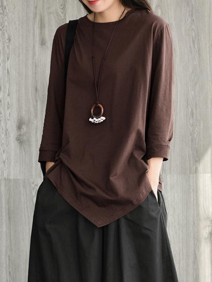 Vintage Cropped Ruffled Round-neck T-shirt