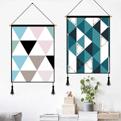 Blue Geometric Printed Wall Hanging Decoration