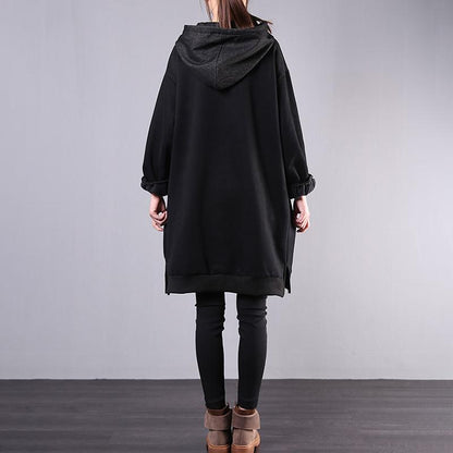 Buykud Cartoon Cat Casual Loose Comfortable Hooded Dress