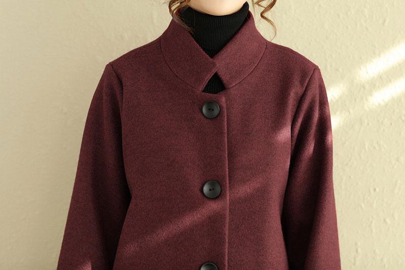 Winter Single Breasted Stand Collar Women Long Coat