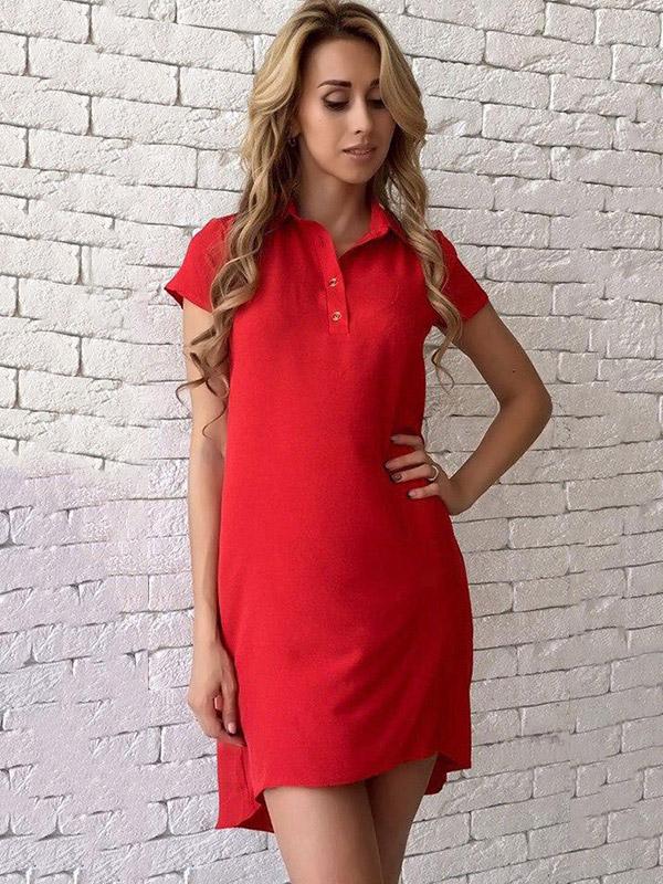 Stand Collar Short Sleeve Mini Dress