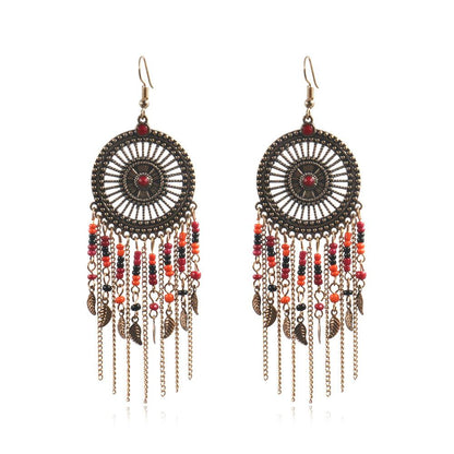 Big round hollow flowers alloy earrings
