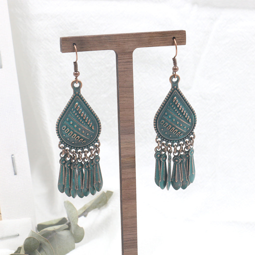 Retro water drop Tassel Earrings