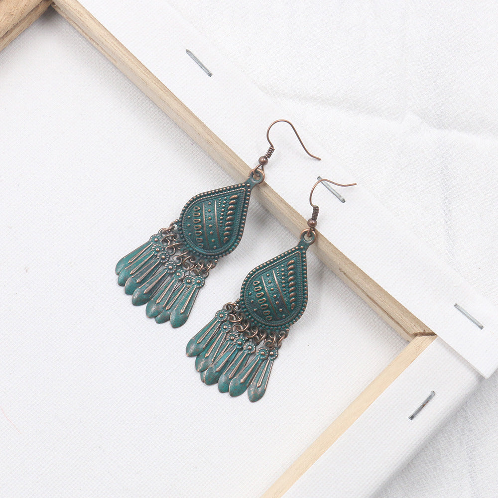Retro water drop Tassel Earrings