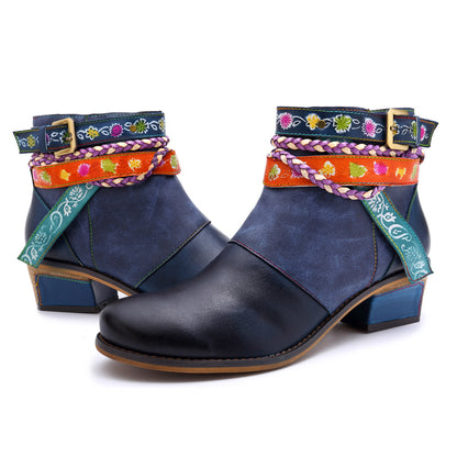 Fashion Handmade Full Leather Jeans Belt Boots