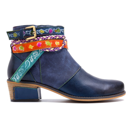 Fashion Handmade Full Leather Jeans Belt Boots