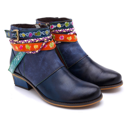 Fashion Handmade Full Leather Jeans Belt Boots