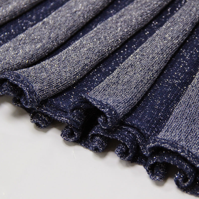 Autumn Spring Boho O-Neck Big Flare Sleeve Embroidery Dresses Vintage Knit Pleated Dress