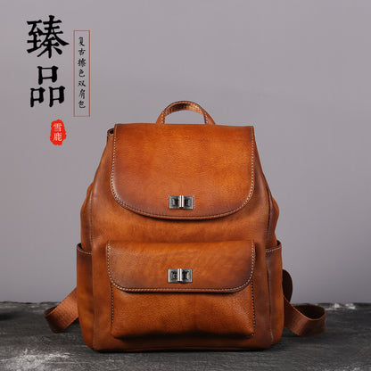 WOMEN GENUINE LEATHER VINTAGE TOTEM DESIGNER HANDBAG SHOULDER BAG