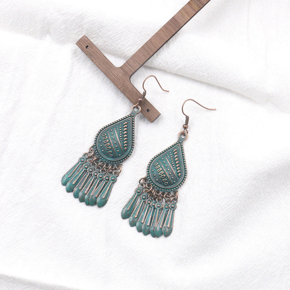 Retro water drop Tassel Earrings