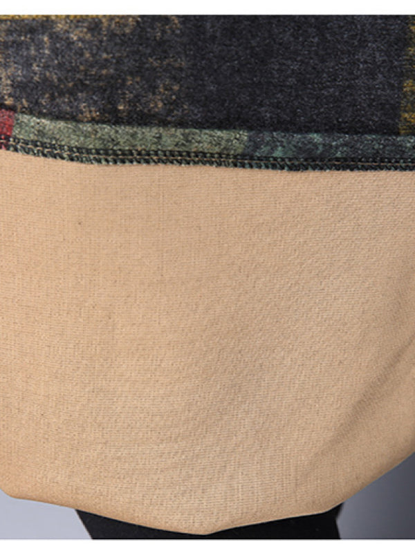 RETRO PLAID THICKEN WOOLEN MINI DRESS