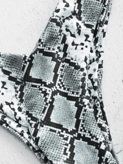 Snakeskin Printed Bandeau Bikinis Swimwear