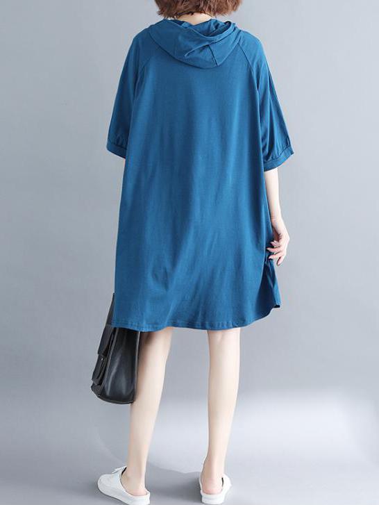 Loose Printed Hoodie Dress