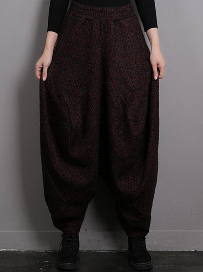 Vintage Knitted Thickening Asymmetric Lantern Wide Leg Pants