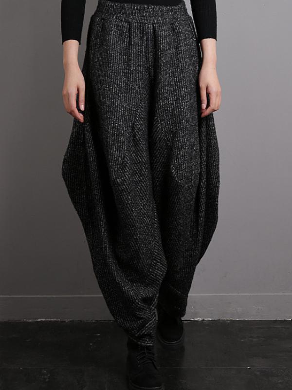 Vintage Knitted Thickening Asymmetric Lantern Wide Leg Pants