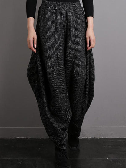Vintage Knitted Thickening Asymmetric Lantern Wide Leg Pants